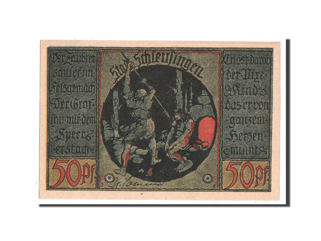 Banconote, Germania, Schleusingen Stadt, 50 Pfennig, 1921, SPL, Mehl:1181.3b