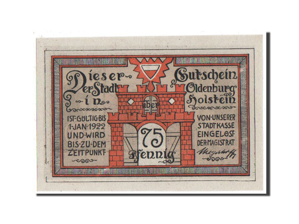 Banknote, Germany, Oldenburg i. Holstein Stadt, 75 Pfennig, 1922, UNC(63)