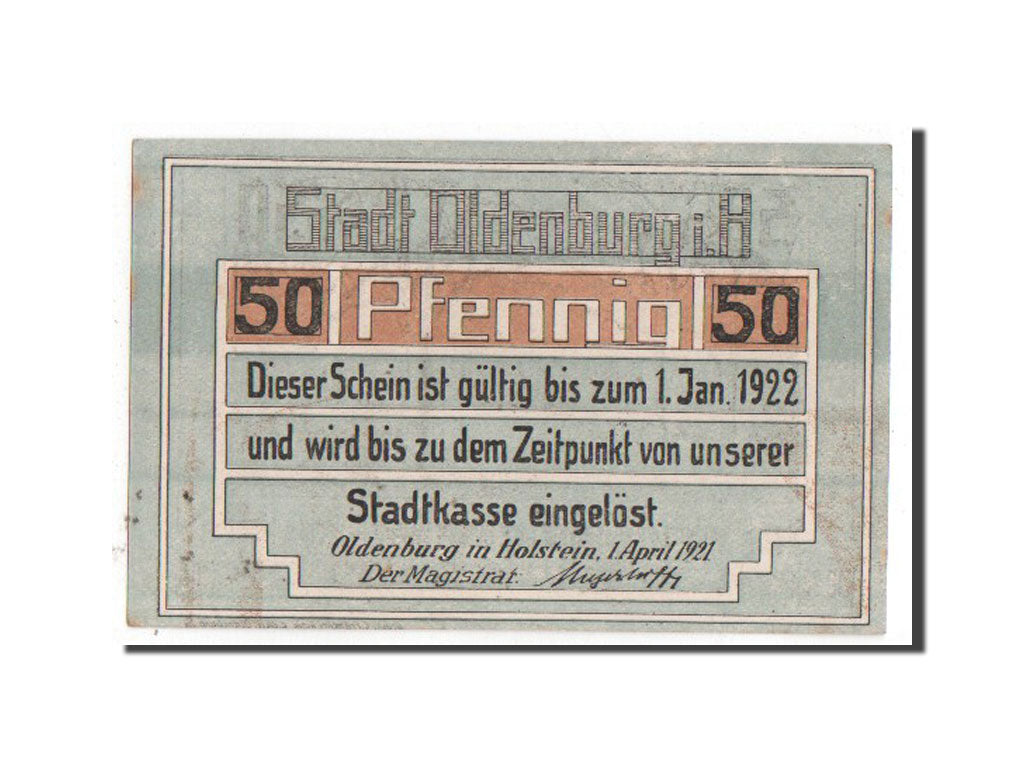Banknote, Germany, Oldenburg i. Holstein Stadt, 50 Pfennig, 1921, UNC(63)