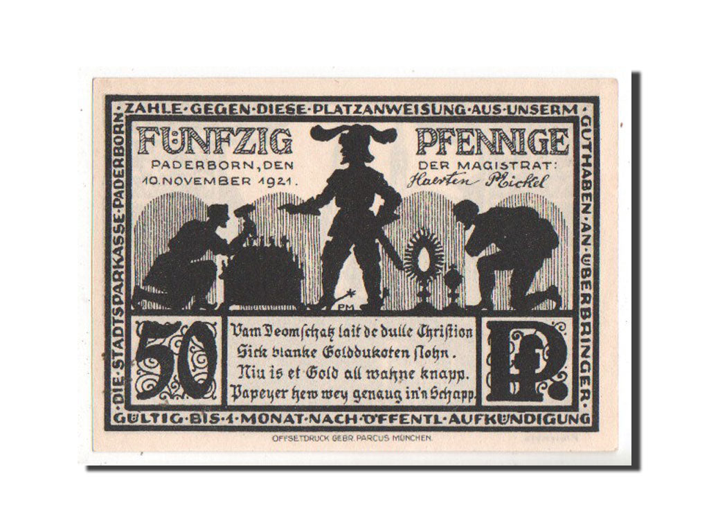 Banknote, Germany, Paderborn Stadt, 50 Pfennig, 1921, UNC(63), Mehl:1043.6