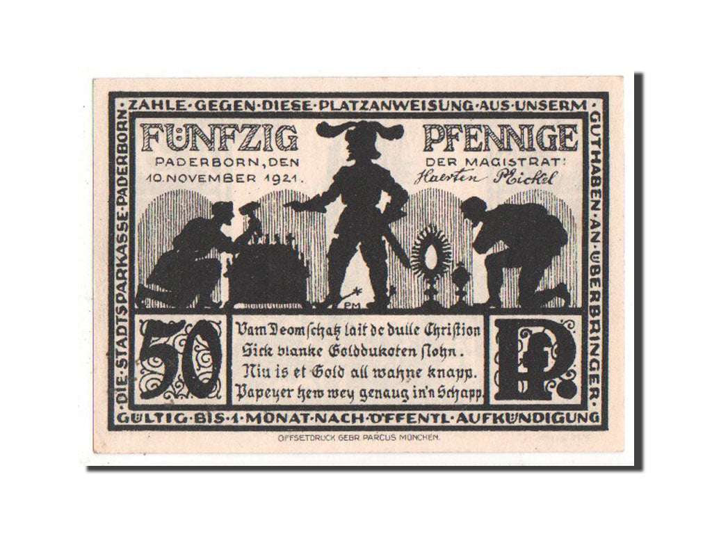 Banknote, Germany, Paderborn Stadt, 50 Pfennig, 1921, UNC(63), Mehl:1043.4