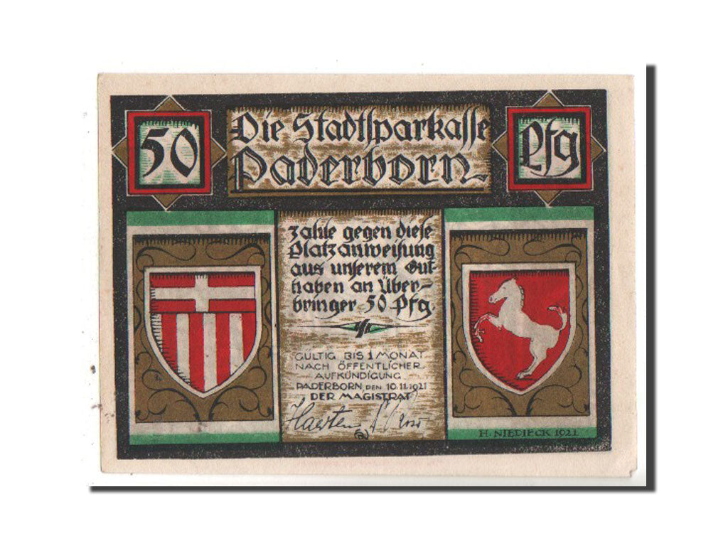 Banknote, Germany, Paderborn Stadt, 50 Pfennig, 1921, UNC(63), Mehl:1043.2