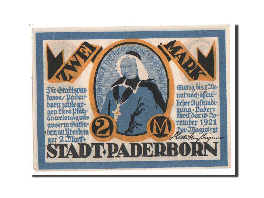 Banknote, Germany, Paderborn Stadt, 2 Mark, 1921, UNC(63), Mehl:1043.1