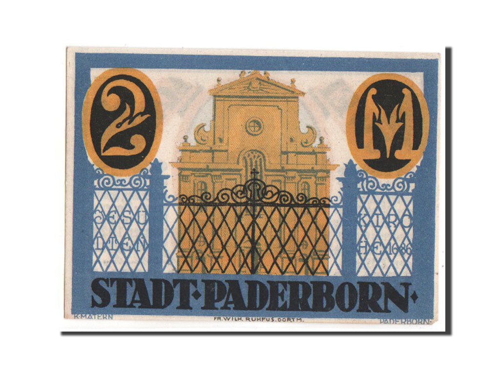 Banknote, Germany, Paderborn Stadt, 2 Mark, 1921, UNC(63), Mehl:1043.1