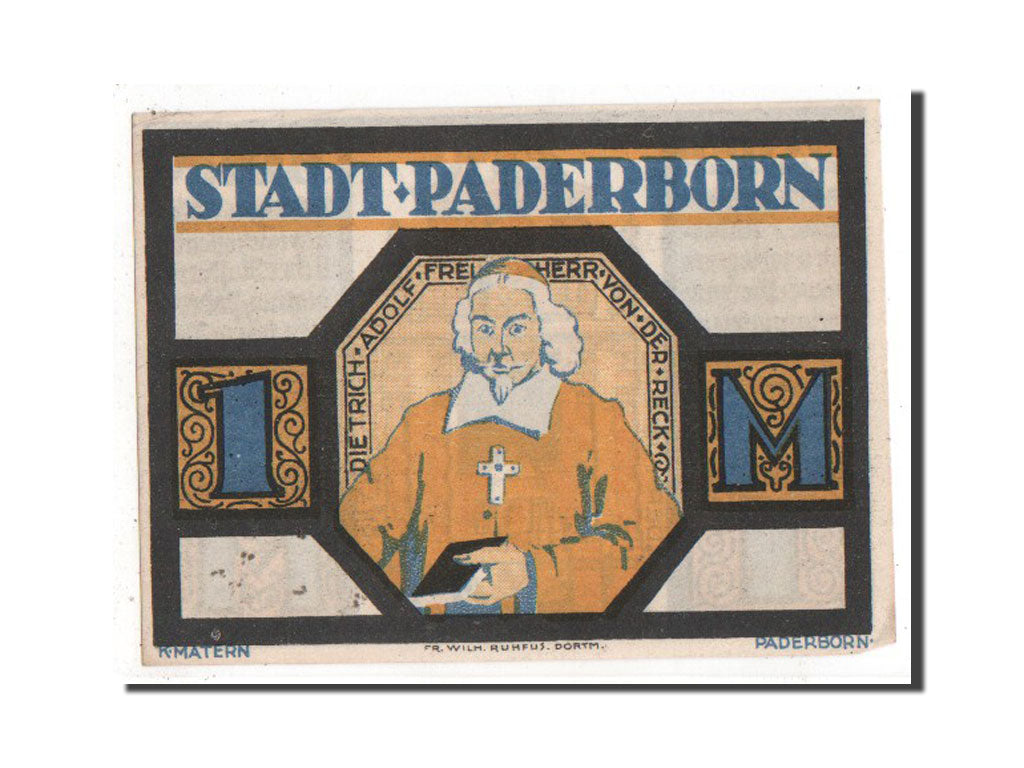 Banknote, Germany, Paderborn Stadt, 1 Mark, 1921, UNC(60-62), Mehl:1043.1