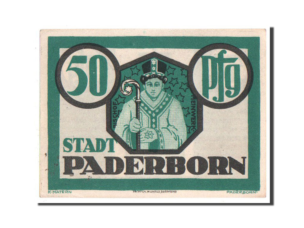 Banknote, Germany, Paderborn Stadt, 50 Pfennig, 1921, UNC(60-62), Mehl:1043.1
