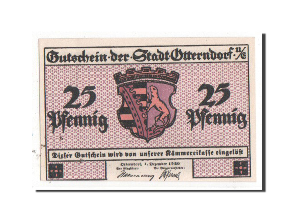 Banknote, Germany, Otterndorf a. Elbe Stadt, 25 Pfennig, 1920, UNC(63)