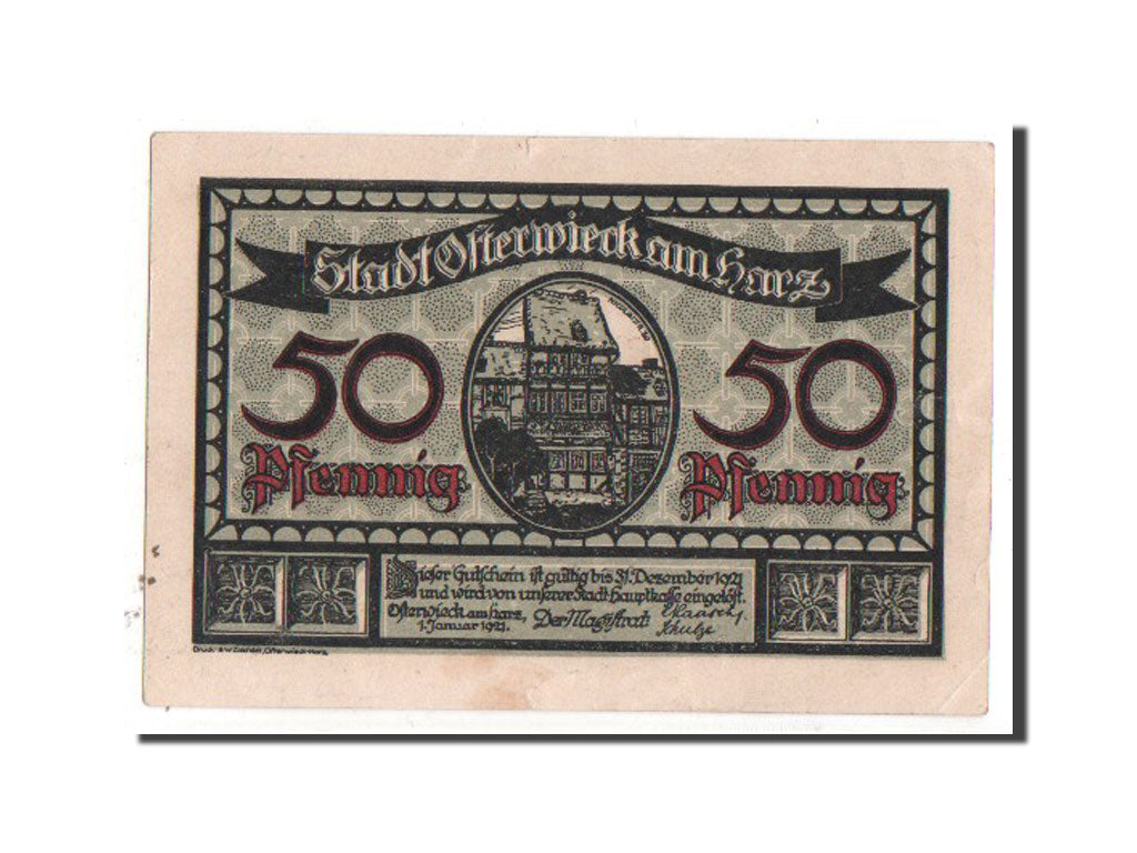 Banknote, Germany, Osterwieck a. Harz Stadt, 50 Pfennig, 1921, AU(55-58)