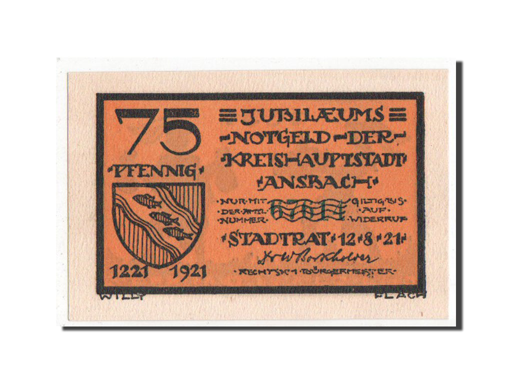 Banknote, Germany, Bayern, 75 Pfennig, 1921, UNC(65-70), Mehl:35.2d