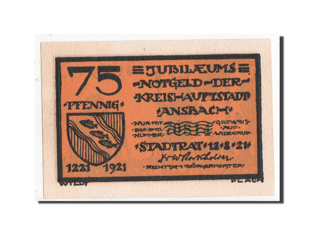 Banknote, Germany, Bayern, 75 Pfennig, 1921, UNC(65-70), Mehl:35.2d