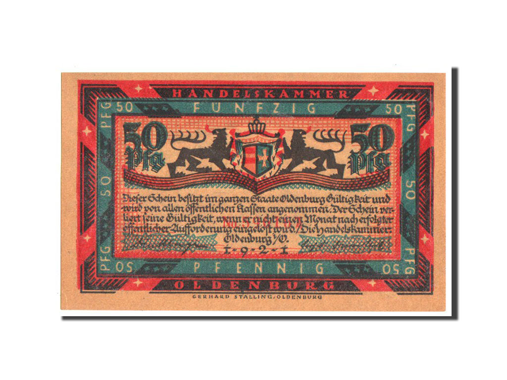 Banconote, Germania, Oldenburg, 50 Pfennig, 1921, SPL, Mehl:1017.1b