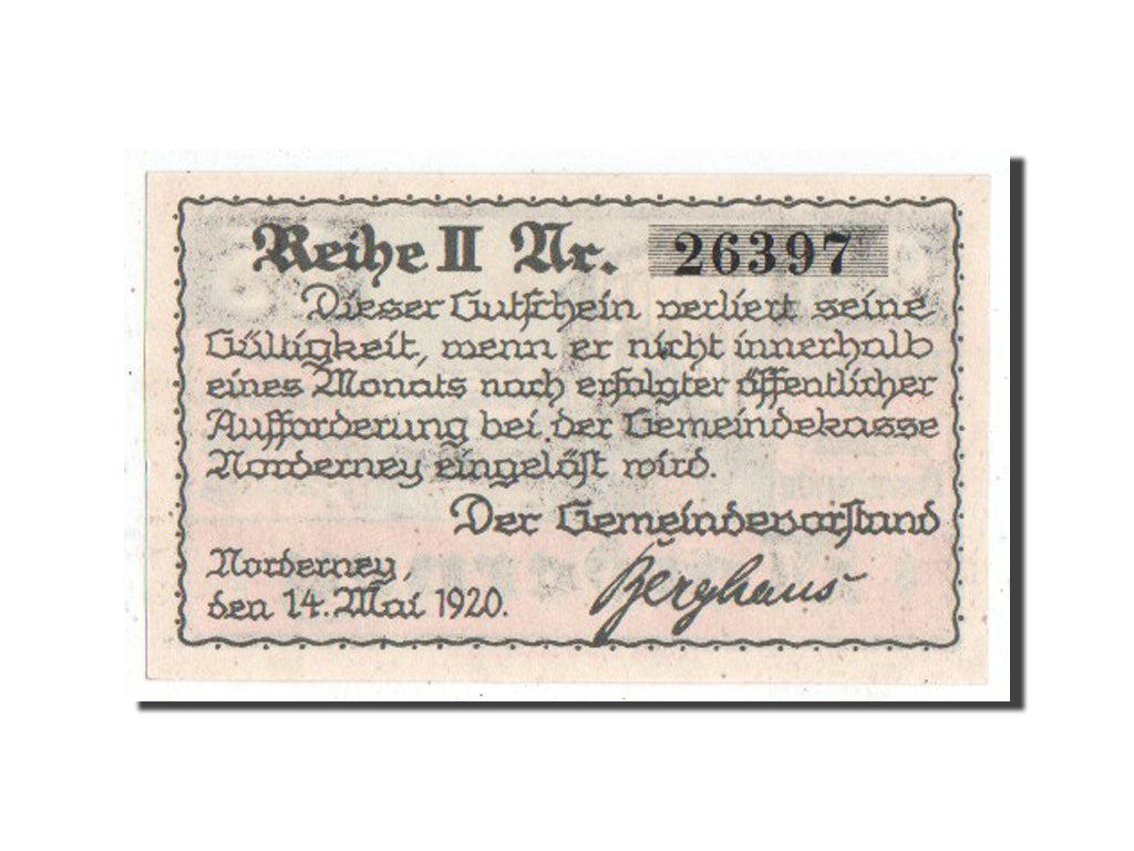 Banknote, Germany, Norderney, 25 Pfennig, 1920, UNC(65-70), Mehl:984.1