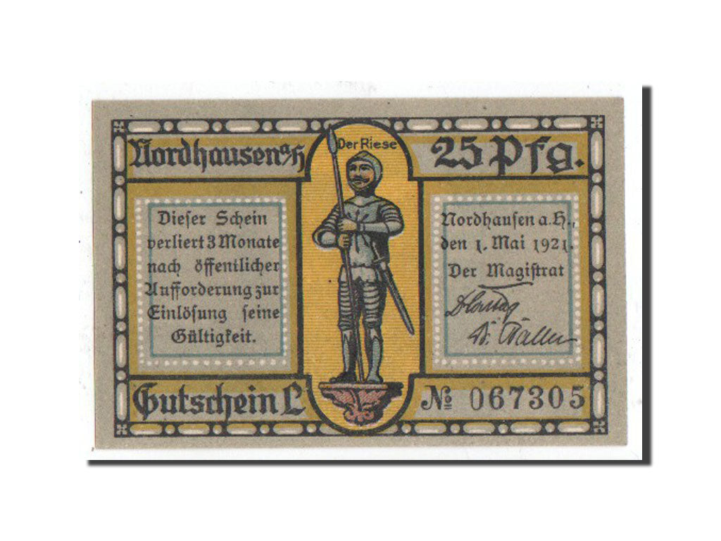 Banknote, Germany, Nordhausen Stadt, 25 Pfennig, 1921, UNC(63), Mehl:987.1