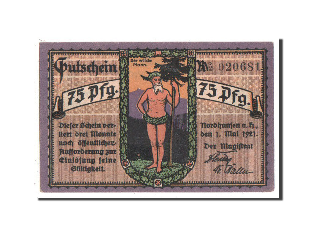 Banknote, Germany, Nordhausen Stadt, 75 Pfennig, 1921, UNC(63), Mehl:987.1