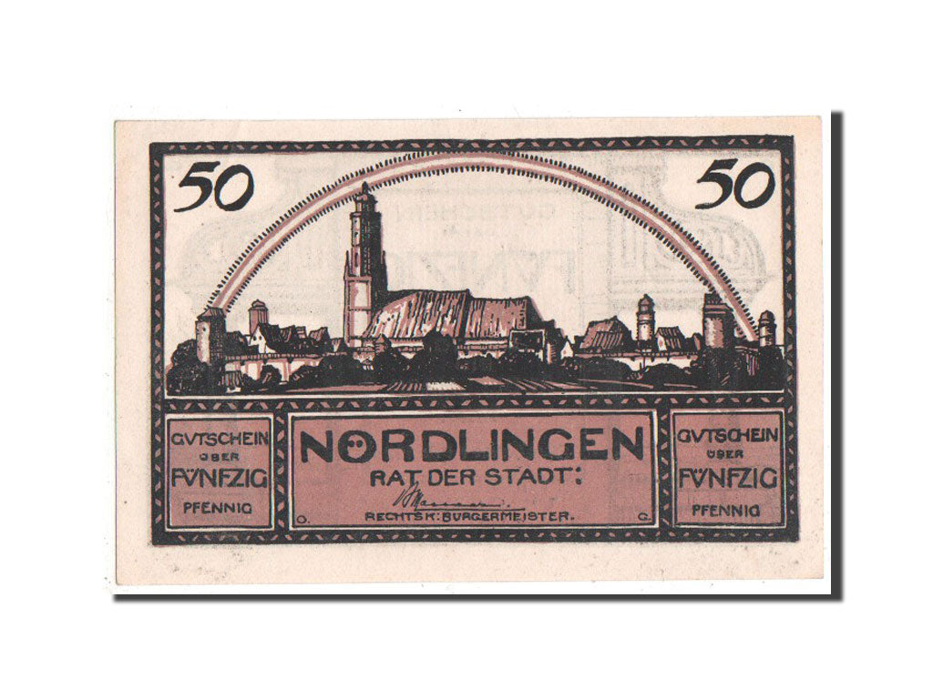 Banknote, Germany, Nordlingen, 50 Pfennig, 1920, UNC(63), Mehl:978.14