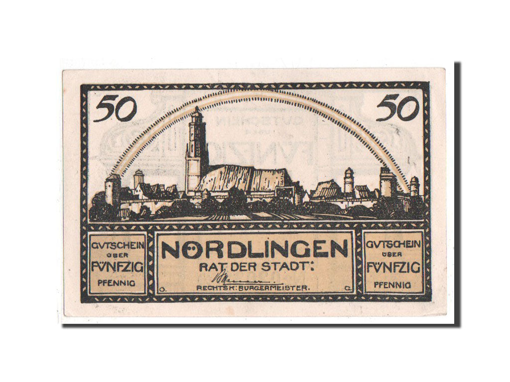 Banknote, Germany, Nordlingen, 50 Pfennig, 1920, UNC(63), Mehl:978.14