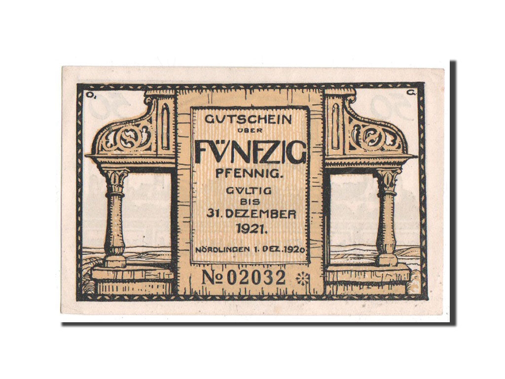 Banknote, Germany, Nordlingen, 50 Pfennig, 1920, UNC(63), Mehl:978.14