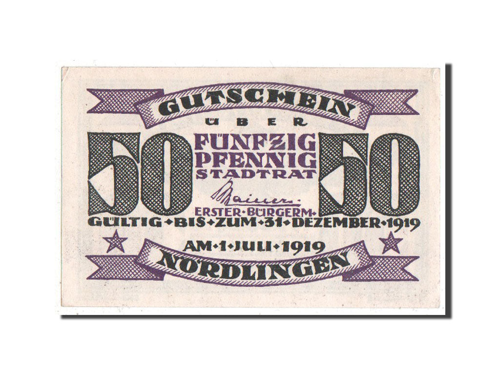 Banknote, Germany, Nordlingen, 50 Pfennig, 1919, UNC(63), Mehl:978.12