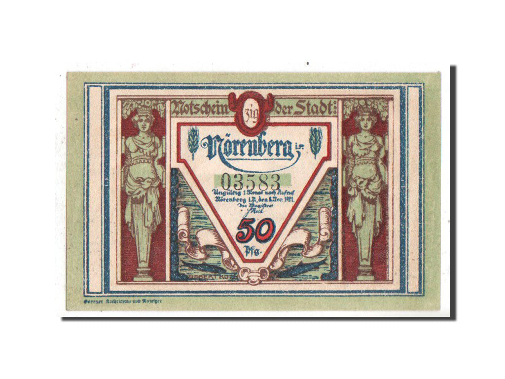 Banconote, Germania, Norenberg Stadt, 50 Pfennig, 1921, FDS, Mehl:979.47b