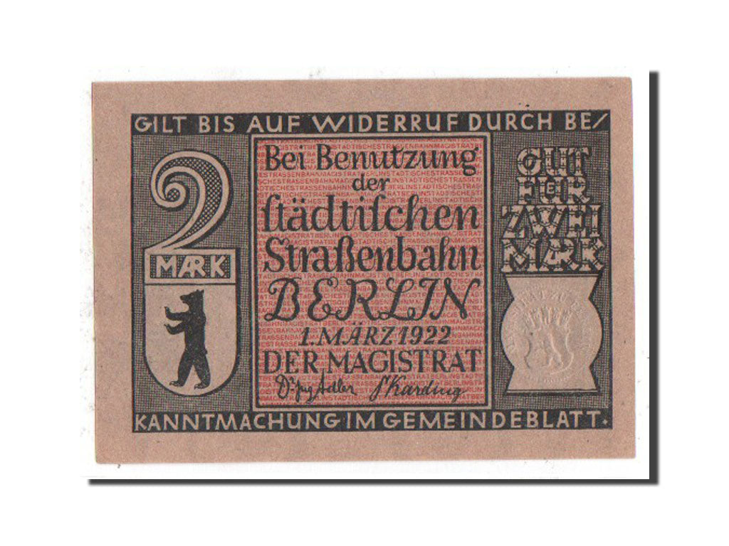 Banknote, Germany, Berlin Stadt, 2 Mark, 1922, UNC(63), Mehl:92.3