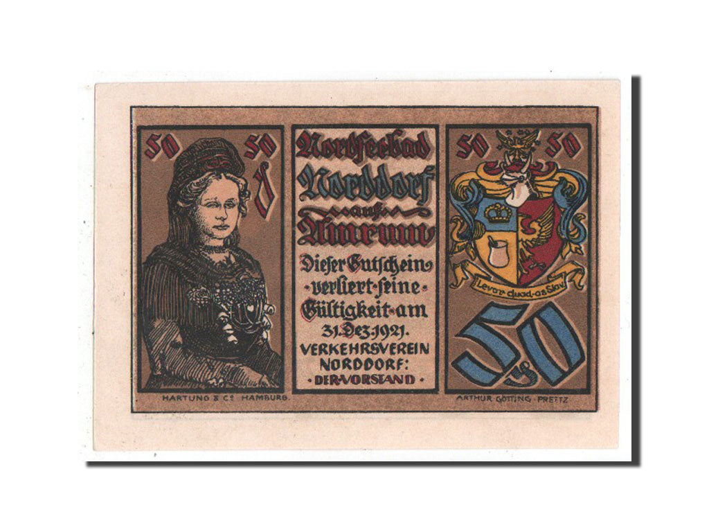 Billet, Allemagne, Norddorf auf Amrum Verkehrsverein, 50 Pfennig, NEUF