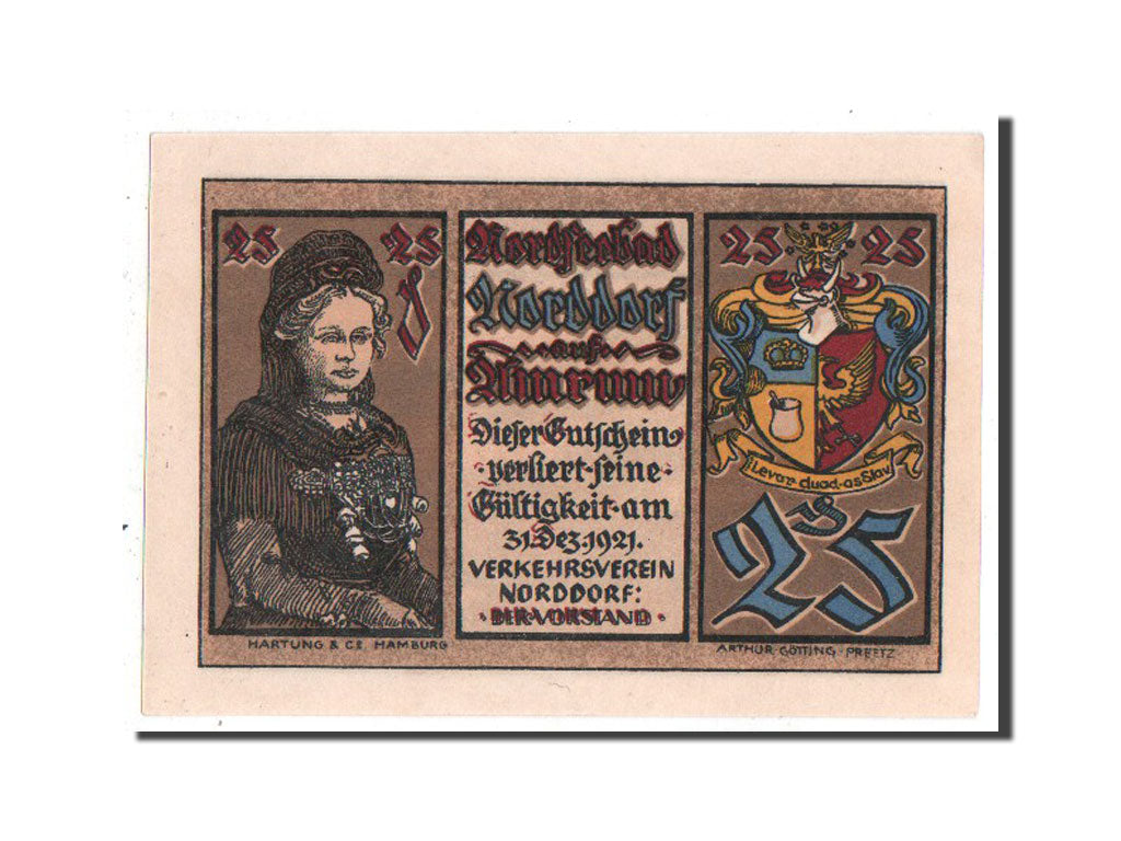 Billet, Allemagne, Norddorf auf Amrum Verkehrsverein, 25 Pfennig, NEUF
