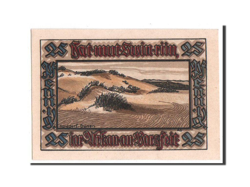 Billet, Allemagne, Norddorf auf Amrum Verkehrsverein, 25 Pfennig, NEUF