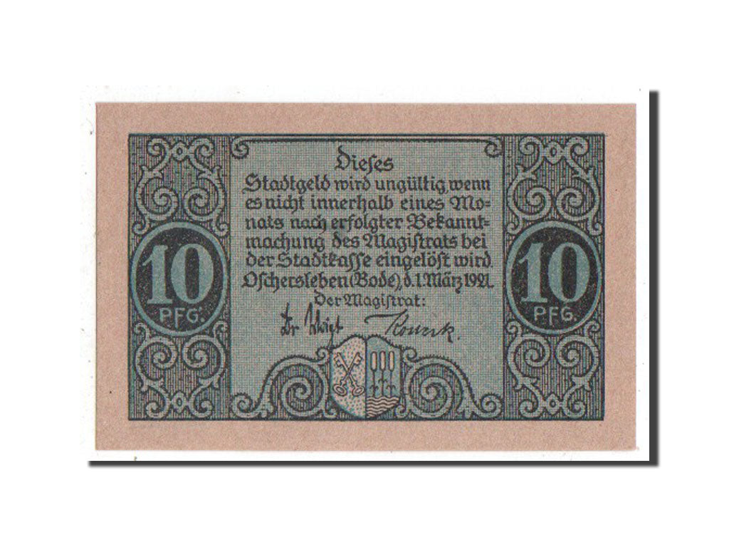 Banknote, Germany, Oschersleben a.Bode Stadt, 10 Pfennig, 1921, UNC(65-70)
