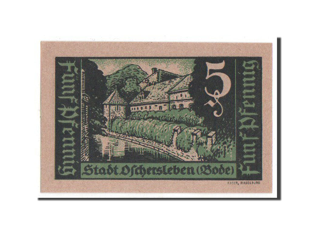 Banknote, Germany, Oschersleben a.Bode Stadt, 5 Pfennig, 1921, UNC(65-70)