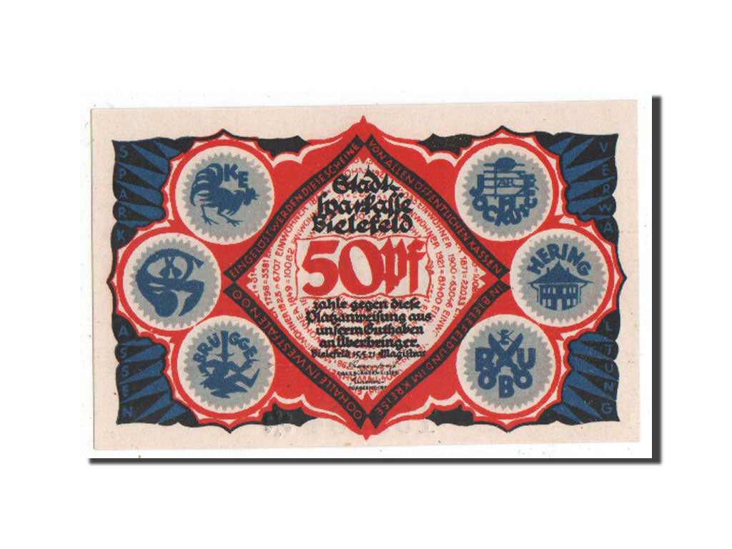 Banknote, Germany, Bielefeld, 50 Pfennig, 1921, UNC(65-70), Mehl:103.5a