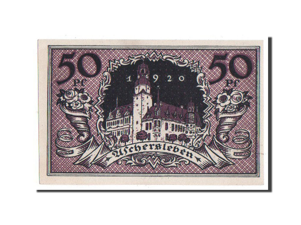 Billet, Allemagne, Aschersleben, 50 Pfennig, Eglise, 1920, NEUF, Mehl:50.1