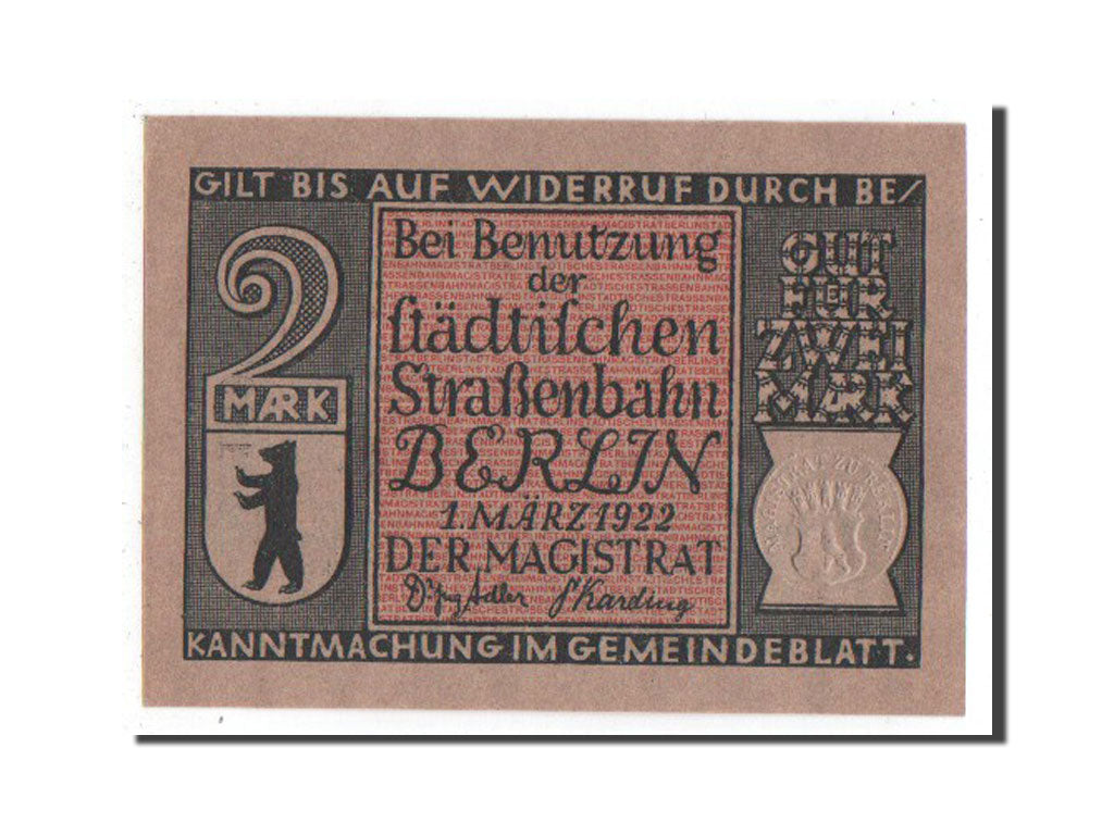 Banknote, Germany, Berlin Stadt, 2 Mark, 1922, UNC(63), Mehl:92.3