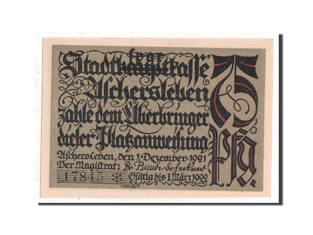 Banknote, Germany, Aschersleben, 75 Pfennig, 1921, UNC(63), Mehl:50.3