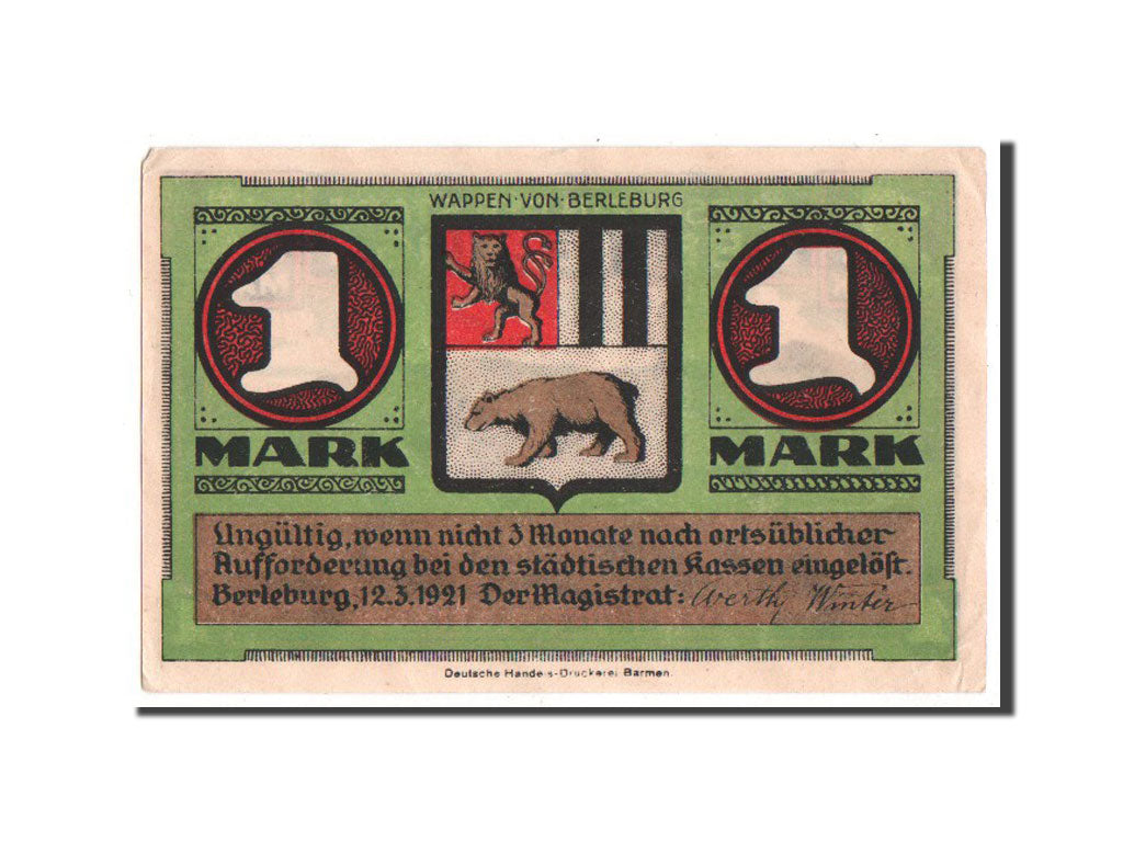 Banknote, Germany, Berleburg Stadt, 1 Mark, 1921, UNC(63), Mehl:80.1