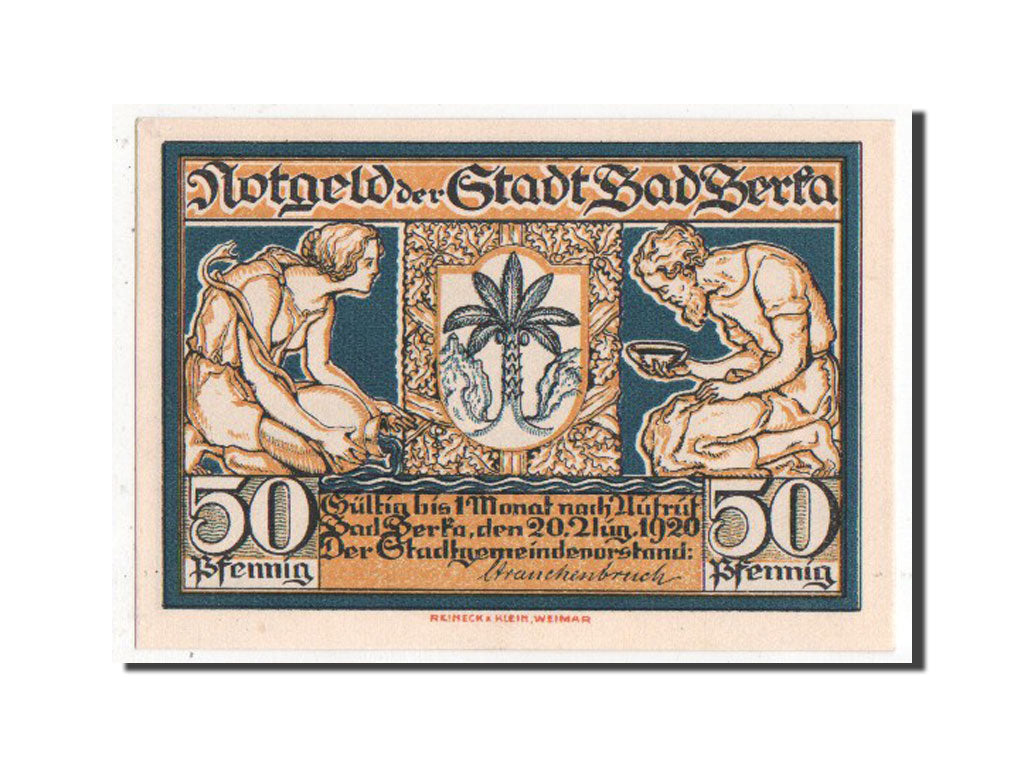 Banconote, Germania, Berka Bad Stadt, 50 Pfennig, 1920, FDS, Mehl:79.1a