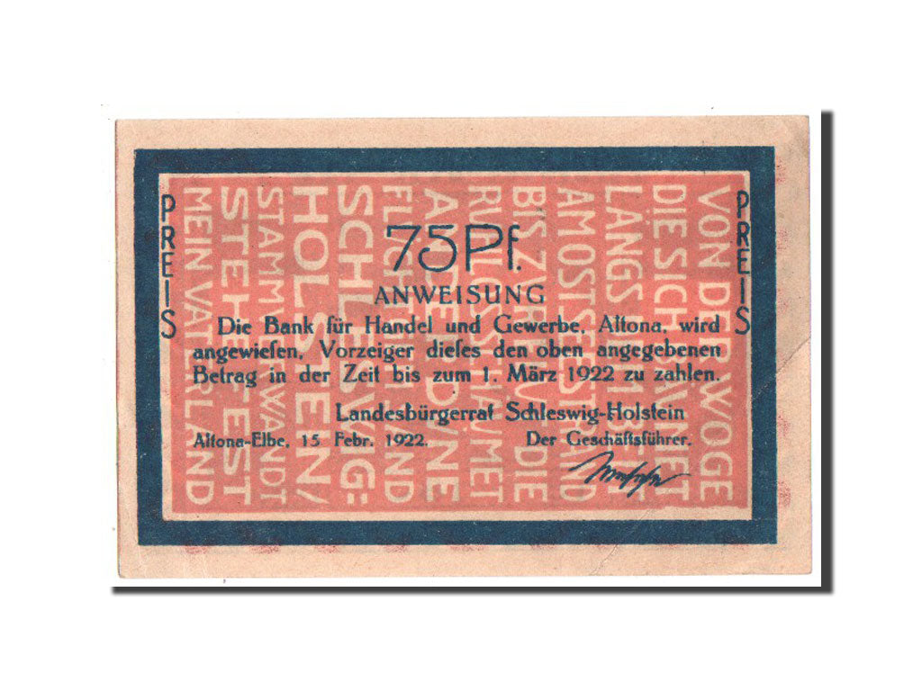 Banknote, Germany, Altona, 75 Pfennig, 1922, UNC(63), Mehl:29.2a
