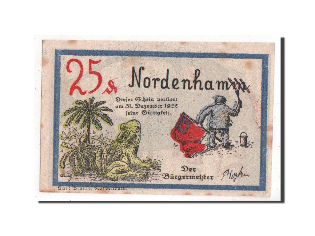 Banknote, Germany, Nordenham, 25 Pfennig, UNC(63), Mehl:982.1a