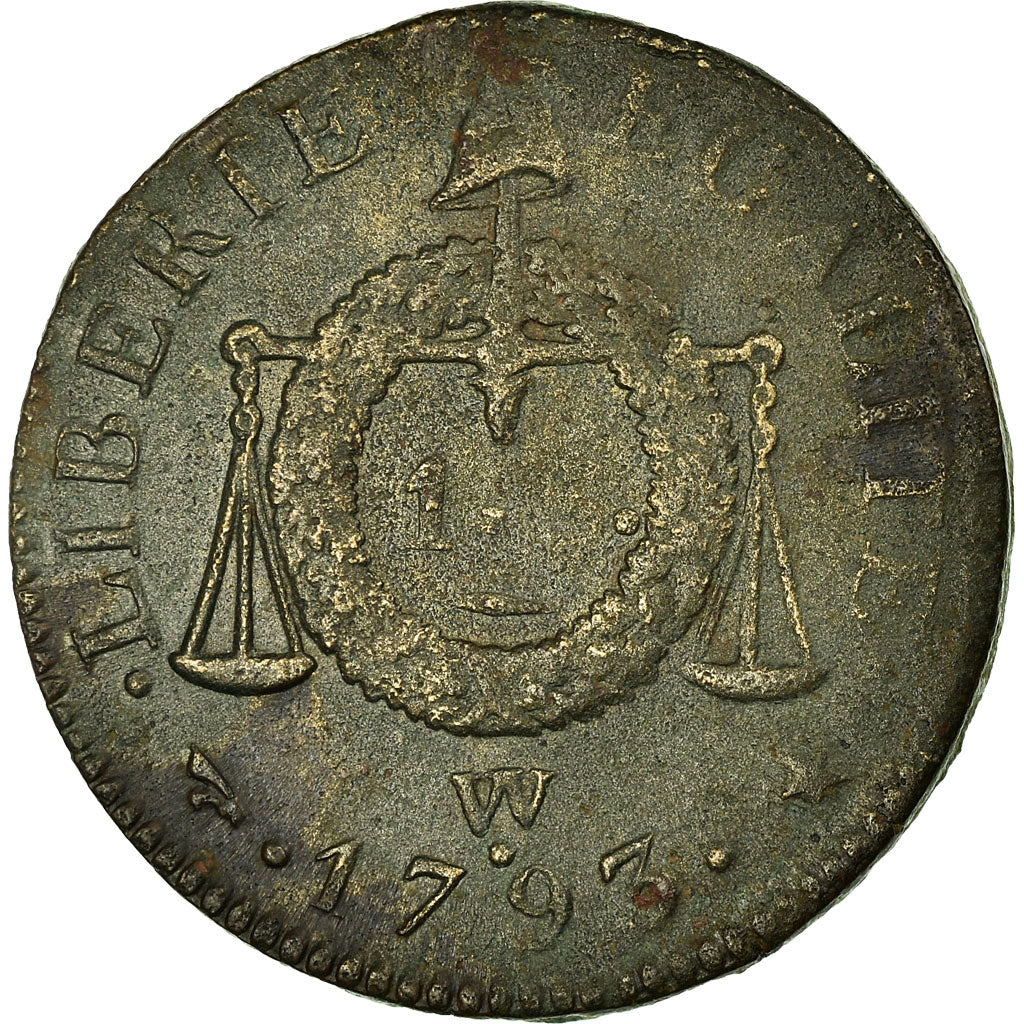Monnaie, France, Sol, 1793, Arras, TTB, Bronze, Gadoury:19