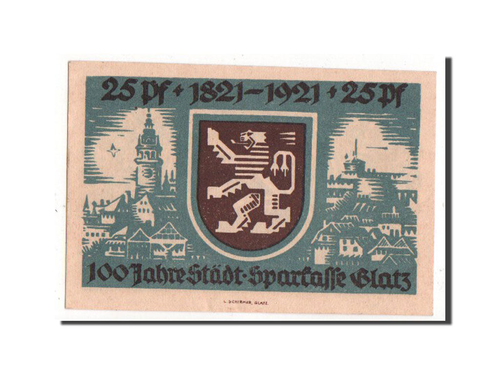 Banknote, Germany, Glatz, 25 Pfennig, 1921, UNC(63), Mehl:432
