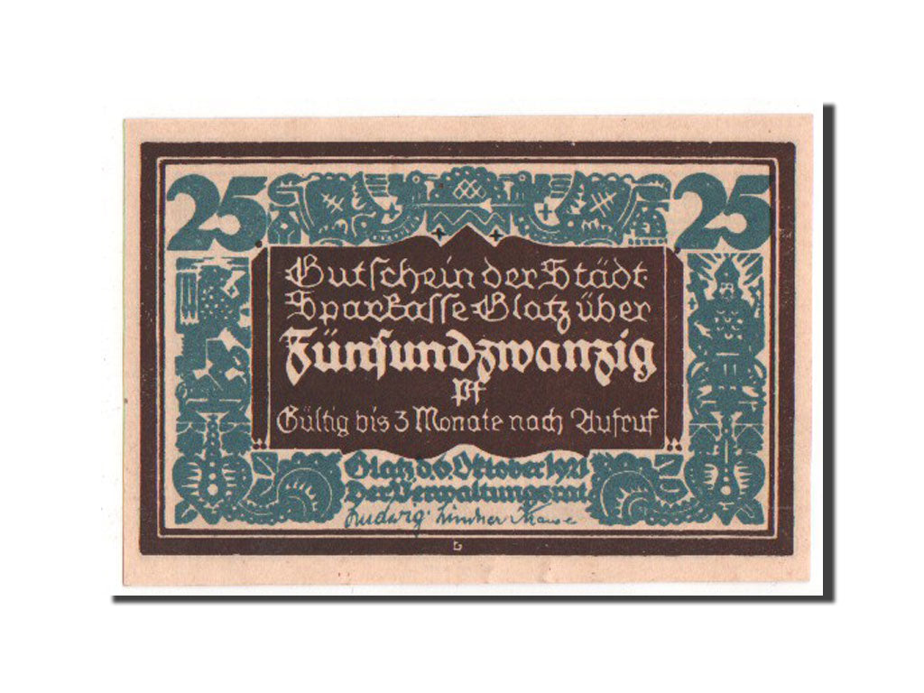 Banknote, Germany, Glatz, 25 Pfennig, 1921, UNC(63), Mehl:432