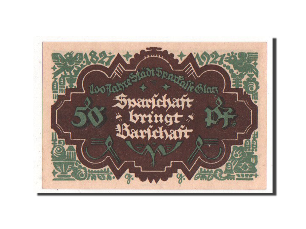 Banknote, Germany, Glatz, 50 Pfennig, 1921, UNC(63), Mehl:432