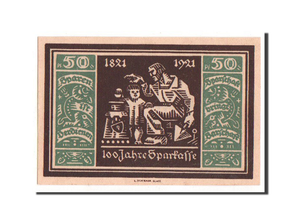 Banknote, Germany, Glatz, 50 Pfennig, 1921, UNC(63), Mehl:432