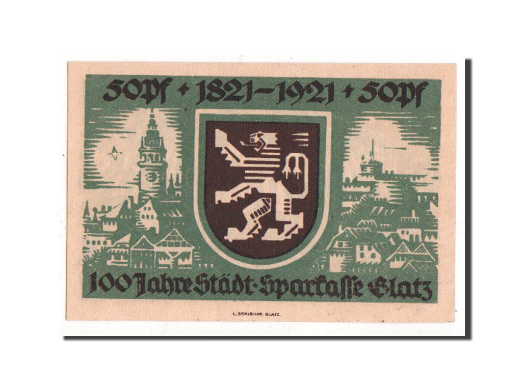 Banknote, Germany, Glatz, 50 Pfennig, 1921, UNC(63), Mehl:432