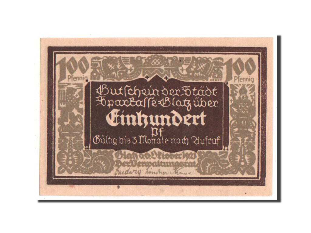 Banknote, Germany, Glatz, 100 Pfennig, 1921, UNC(63), Mehl:432