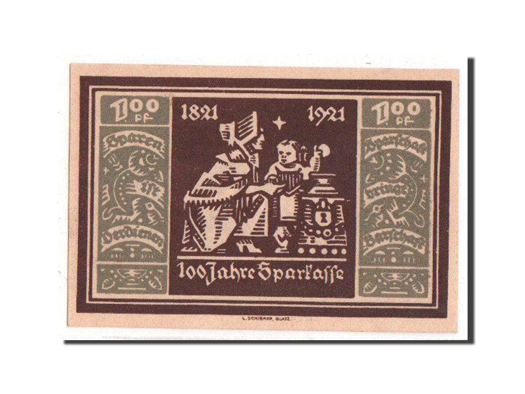 Banknote, Germany, Glatz, 100 Pfennig, 1921, UNC(63), Mehl:432