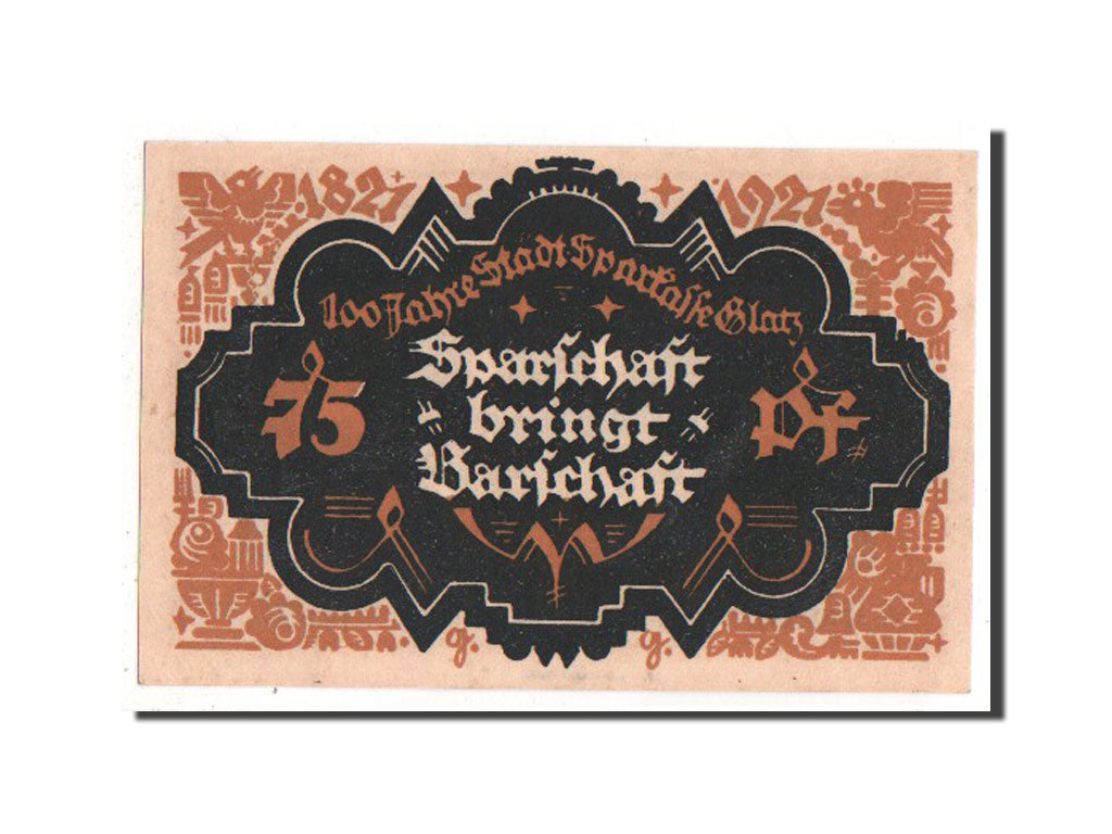 Banknote, Germany, Glatz, 75 Pfennig, 1921, UNC(63), Mehl:432