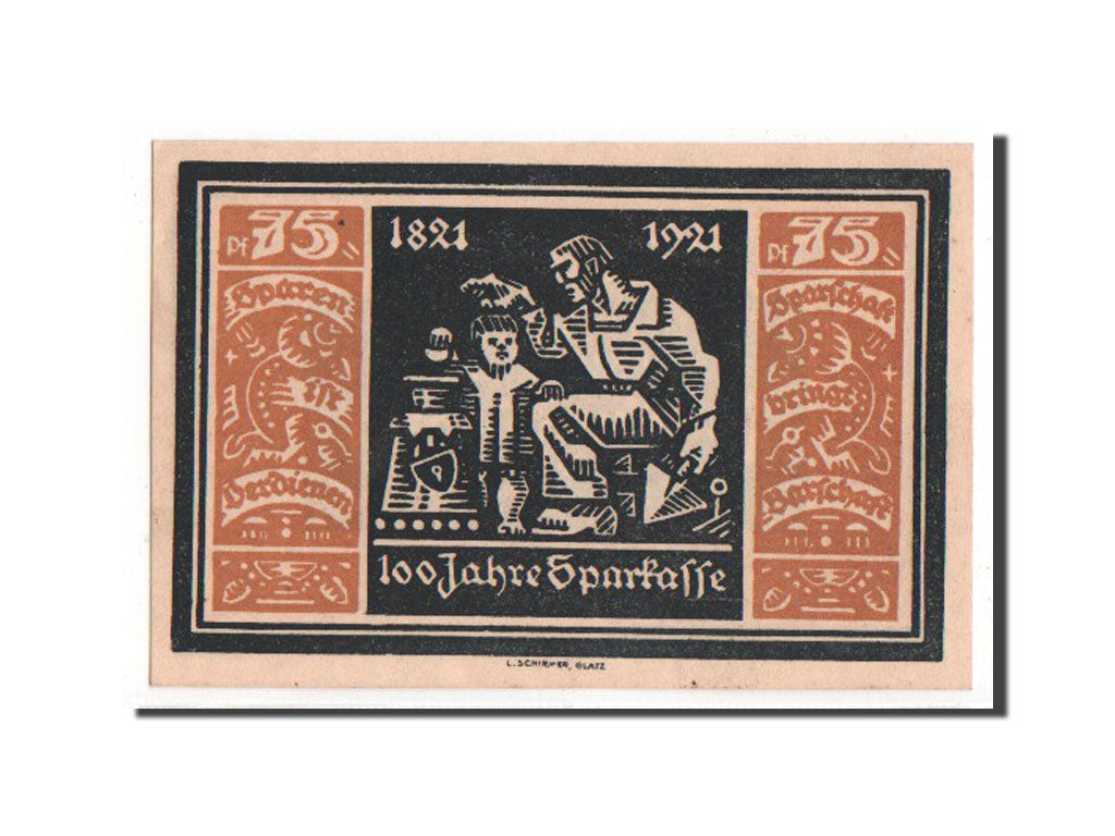 Banknote, Germany, Glatz, 75 Pfennig, 1921, UNC(63), Mehl:432