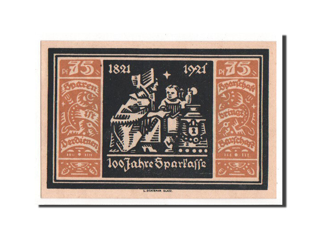 Banknote, Germany, Glatz, 75 Pfennig, 1921, UNC(63), Mehl:432
