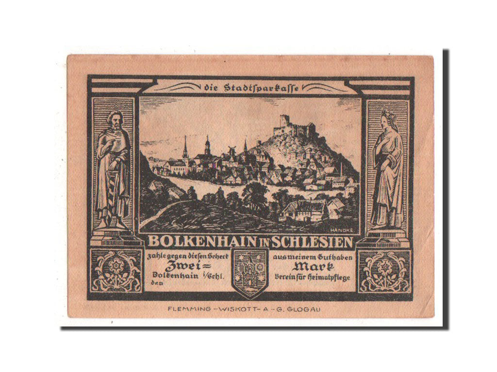 Banknote, Germany, Bolkenhain, 2 Mark, 1922, UNC(60-62), Mehl:137.1