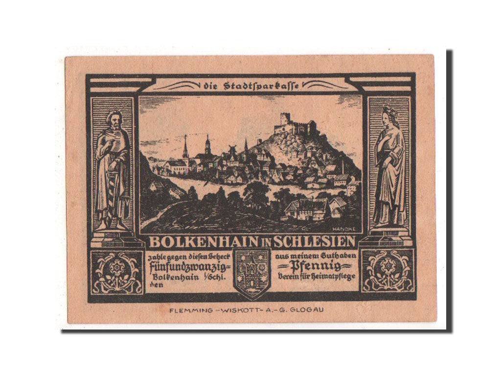 Banknote, Germany, Bolkenhain, 25 Pfennig, 1922, UNC(63), Mehl:137.1
